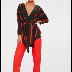 BNWT PLT Bold Stipe Tie Waist Blouse Sz 10